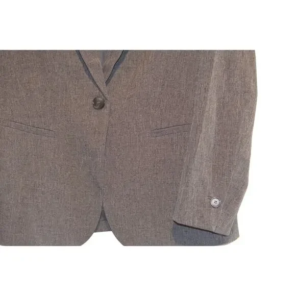 Anne Klein Women's One-Button Long-Sleeve Blazer Jacket in Charcoal Gray